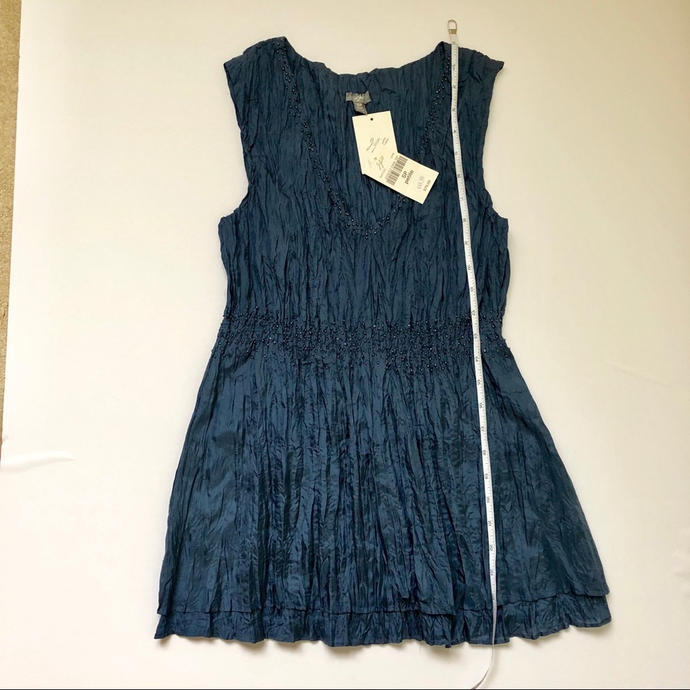 SOLD🎉NWT J.Jill Silk Sleeveless Top-Blue, Beaded, - Picture 2 of 4